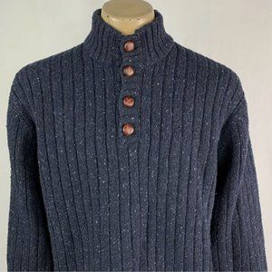 Brunella Gori Men’s XXL Sweater 1/4 Button Lambswool Nylon Blue Unique